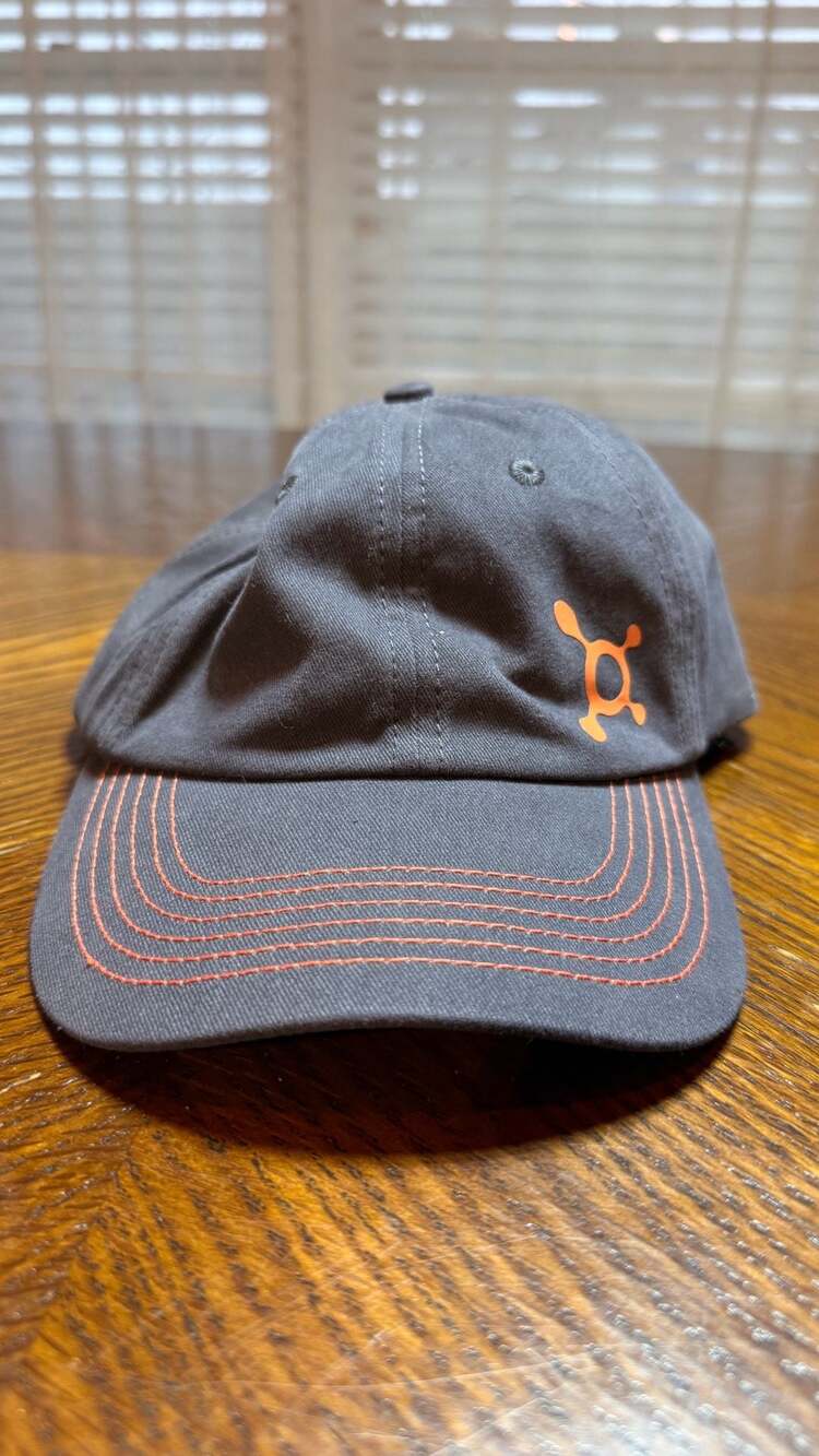 Orangetheory Fitness Gray Adjustable Snapback Hat with Orange Logo and Stitching